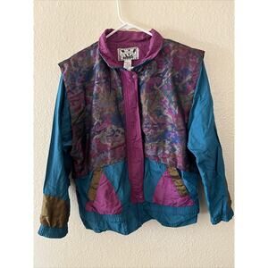SUNTERRA Womens Vintage Multicolored Windbreaker Zip Up Jacket Size Petite Large